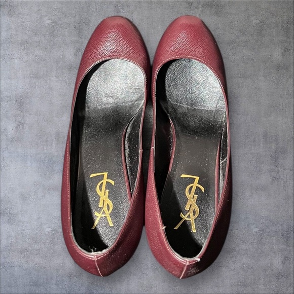 Authentic YSL Burgundy Leather Platform Pumps – Size 37.5 - Picture 4 of 5